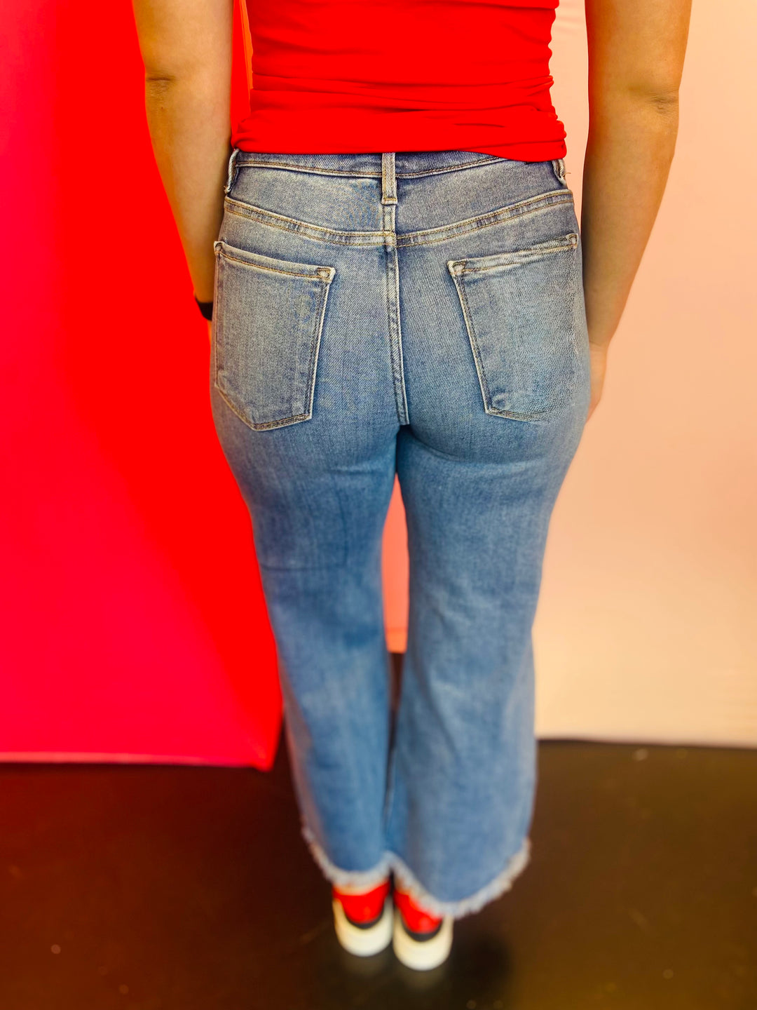 Risen Tummy Control Slit Jeans