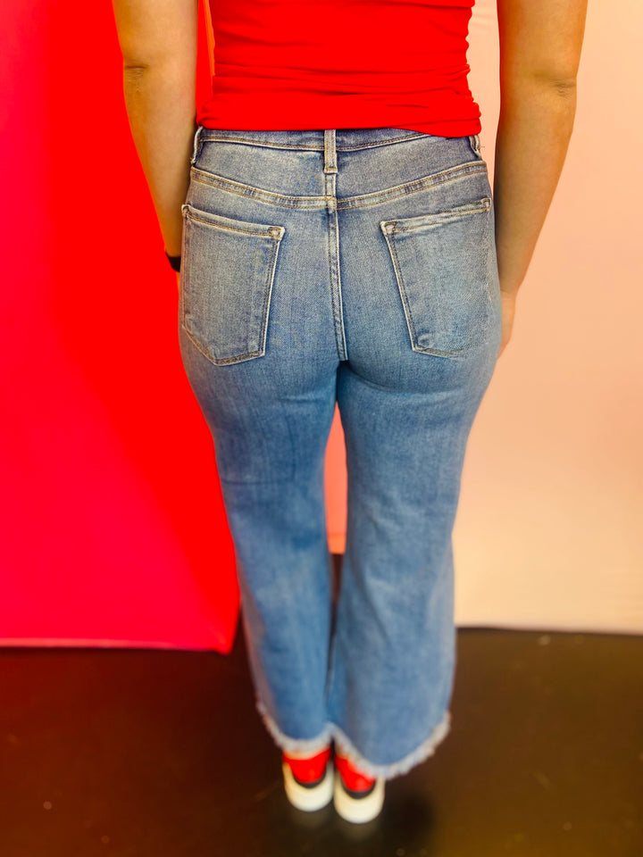 Risen Tummy Control Slit Jeans