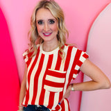 Red Striped Crop Top