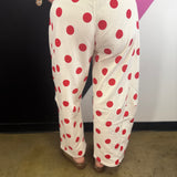 Cream & Red Polka Dot Barrel Pants