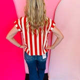 Red Striped Crop Top