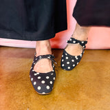 Corky's Black White Polka Dot Layover Flats