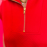 Ruby Red Quarter Zipper Mini Dress