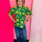 Green Bloom Ruffle Top