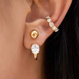 Gold Stud & Oval Earring (Waterproof)