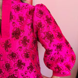 Hot Pink Bloom Puff Sleeve Top
