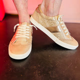 Yellow Box Delfina blush sneakers with lace-up closure and fabric upper.