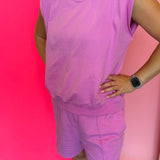 Bright Mauve Cap Sleeve Short Set