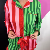 Christmas Stripes Ruffle Pajama Set