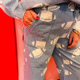 Football Print Wide Leg Pants