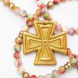 Pink Candy Jade with Anna Cross Necklace