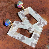 Neutral Camo Crystal Stud Earrings