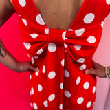 Red Sleeveless Polka Dot Dress