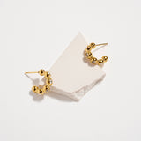 Gold Beaded CZ Hoop Earrings (Water Resistant)