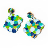 Multi-Blues Confetti Dangle Earrings