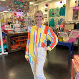 Geo Multi Striped Button Down Top