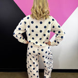 Cream & Navy Polka Dot Pullover