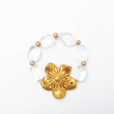 Clear Quartz with Gardenia Blossom Bracelet