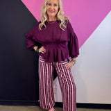 Plum & Pink Striped Pants