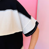 Black Colorblock Terry Top