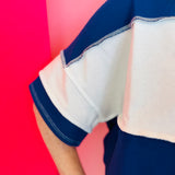 Navy Colorblock Terry Top