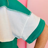 Kelly Green Colorblock Terry Top