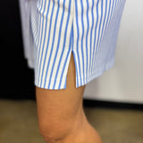 Cornflower Blue Striped Collared Shirt Dress