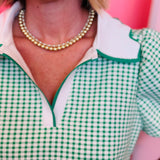 Green Gingham Scallop Top