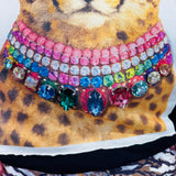 Jewel Collared Leopard Patch Tee (Black)