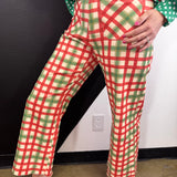 Christmas Gingham Wide Leg Pants