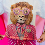Pink Polka Dot Blingy Lion Tee