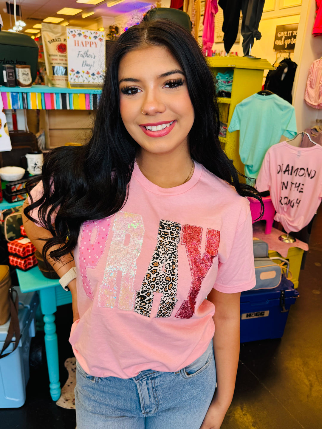 Pray Appliqued Sequin Tee