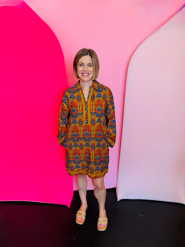 Toffee Boho Print Dress