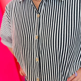 Black Striped Oversized Top