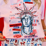 Lady Liberty Pink Graffiti Tee