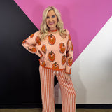 Burnt Orange Ribbed Stripe Lounge Pants