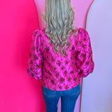 Hot Pink Bloom Puff Sleeve Top