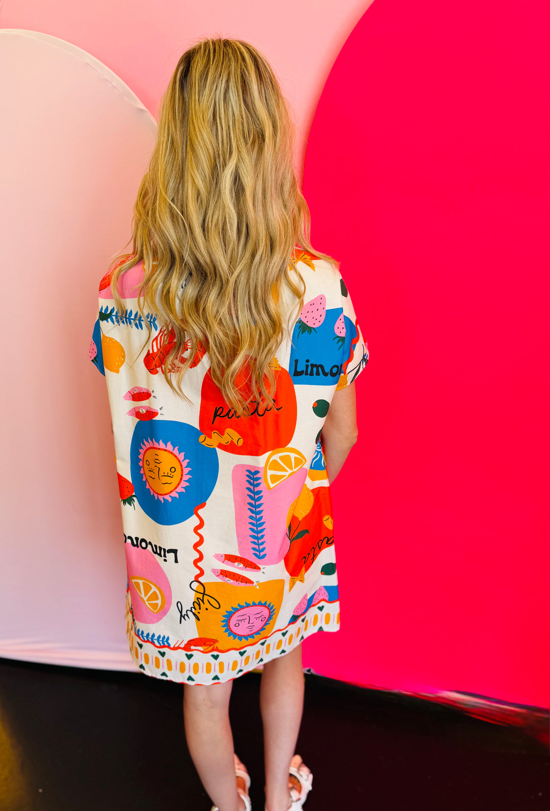 Back view of the Sicily Calls Dress featuring the easy, relaxed fit and smooth cotton-spandex blend for all-day comfort and style.
