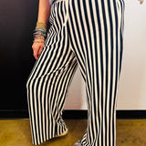 Black Striped Wide Leg Pants