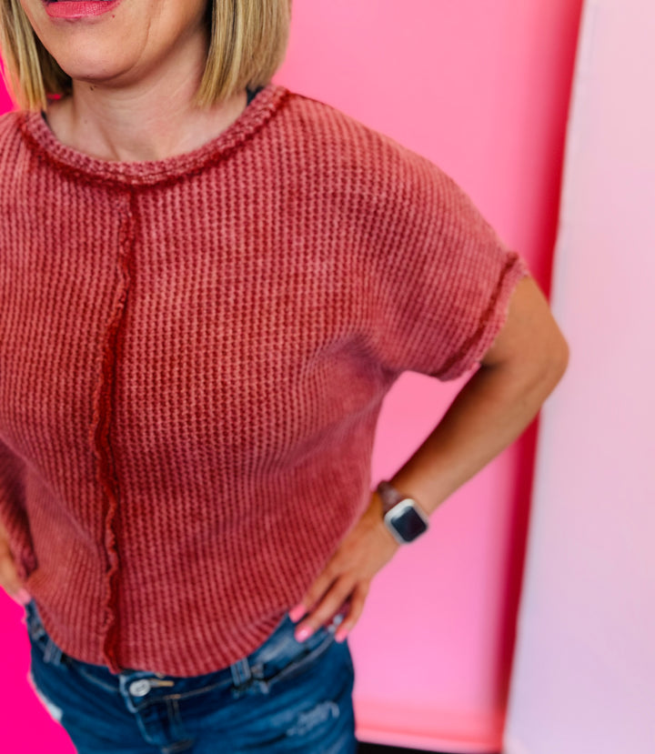 Rust Washed Waffle Top