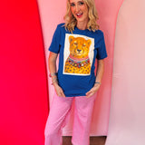 Jewel Collared Leopard Tee (Blue)
