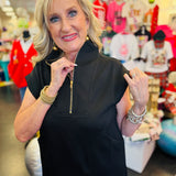 Black Quarter Zipper Mini Dress