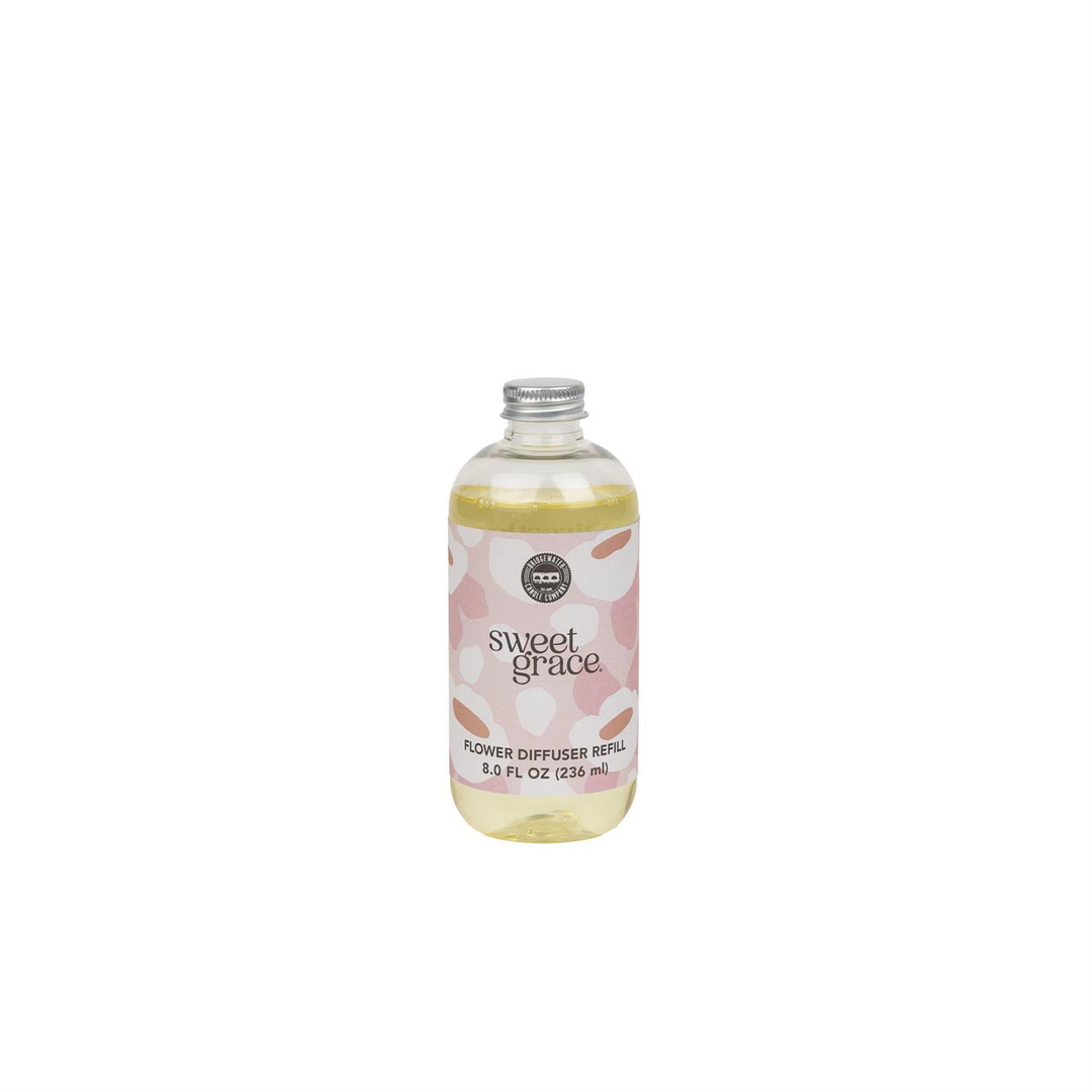 Bottle of 'Sweet Grace' diffuser refill on a white background