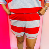 Red Striped Half-Zip Set