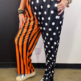 Orange Stripe & Polka Dot Split Pants