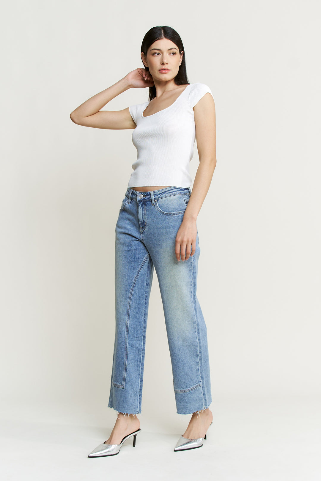 Blue Lava Contrast Stitch Straight Leg Jeans