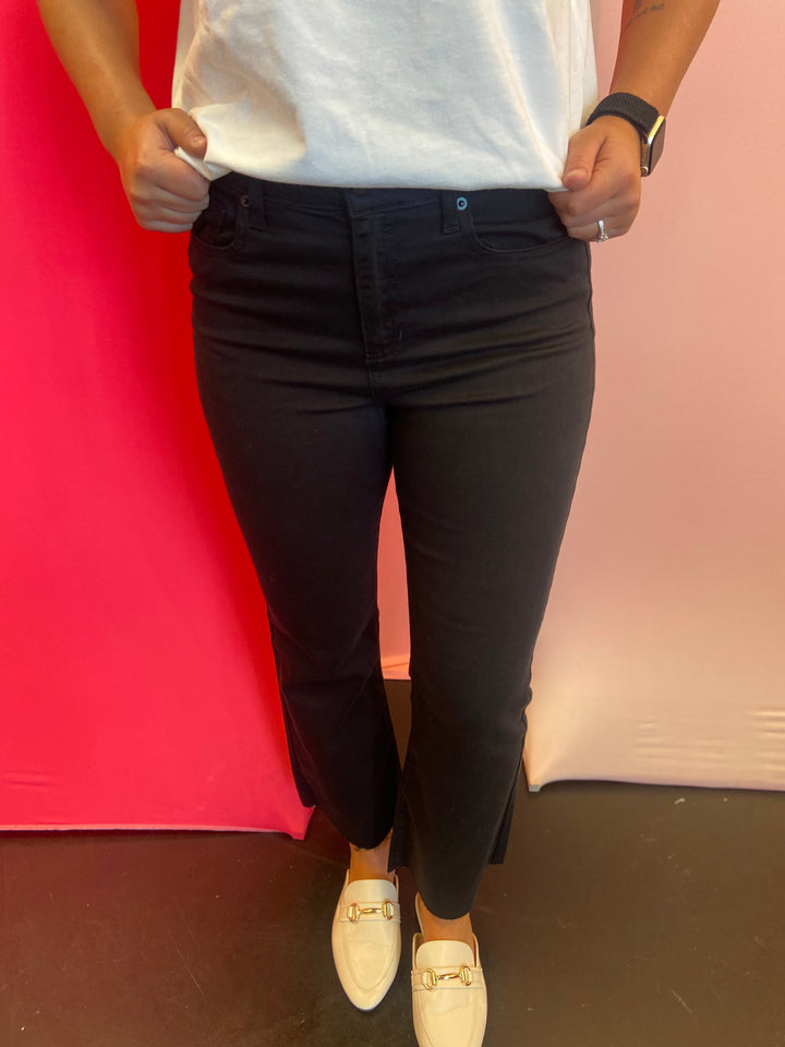 Black High Rise Kick Flare Jeans