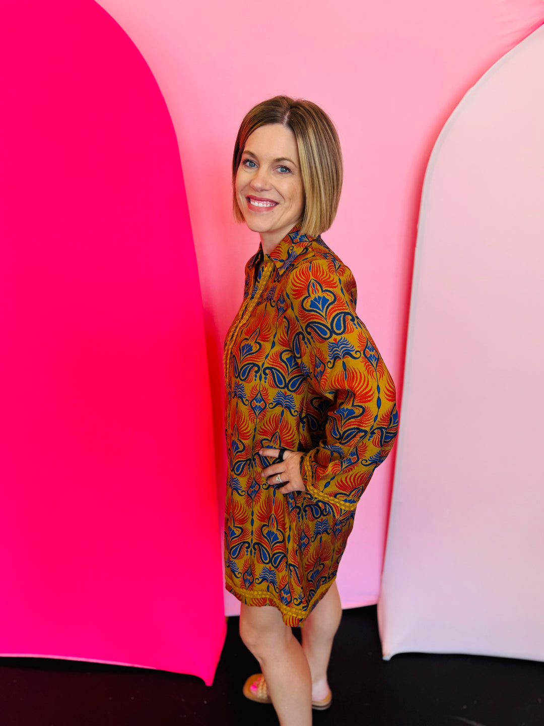 Toffee Boho Print Dress