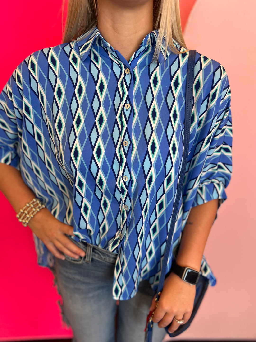 Blue Print Dolman Sleeve Top