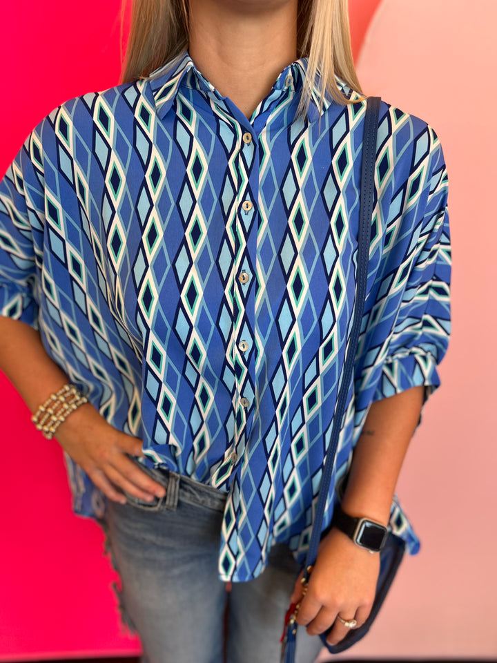 Blue Print Dolman Sleeve Top